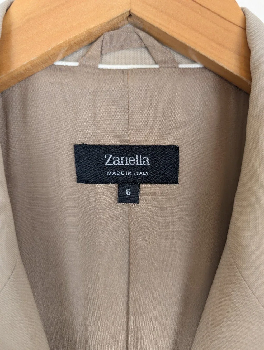 Zanella Tan Single Breasted Three Button Lightweight Blazer